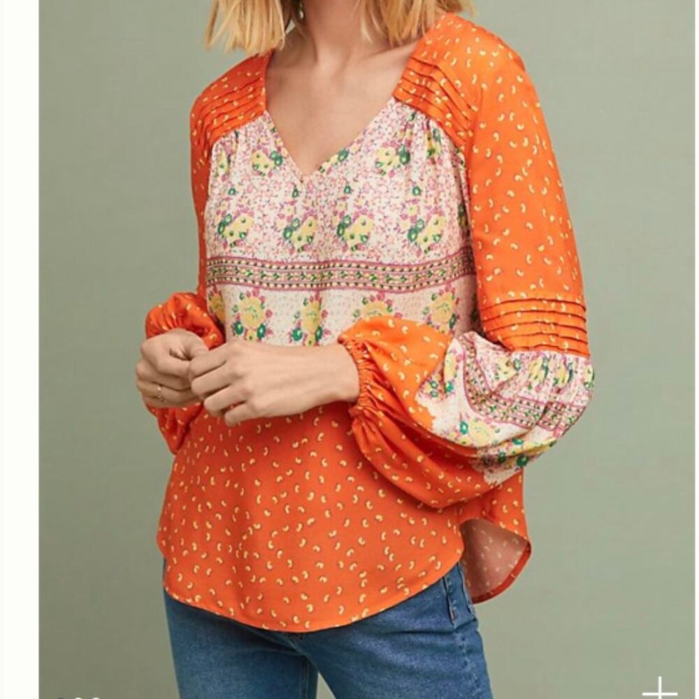 Anthropologie Women's Maeve Ceresco Peasant Top Size M